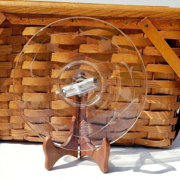 Tiffin 9.5" Center Handle Serving Plate etched grapevine tidbit sandwich dessert - Picture 3 of 7